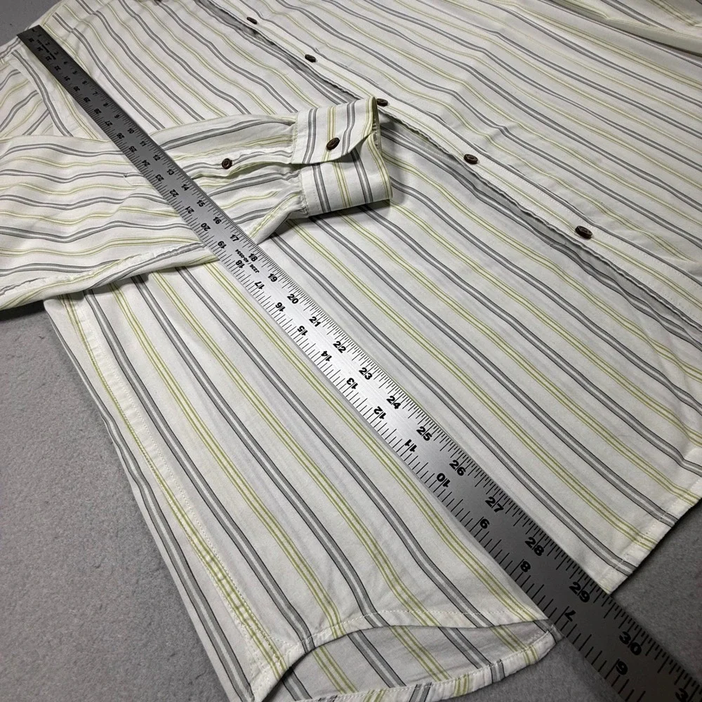 Banana Republic Mens XL Classic Fit Cotton Button Down Stripe Shirt Olive Grey